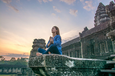 Yoga, Angkor Wat Tempel, Kambodscha Reisen